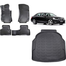 Team Car Mercedes E Serisi W212 2012 Model Plastik 3D Bagaj Havuzu+3d Havuzlu Araca Özel Paspas Takımı