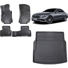 Team Car Mercedes E Serisi W213 2021 Model Rampalı 3D Bagaj Havuzu+3d Havuzlu Araca Özel Paspas Takımı