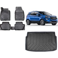 Team Car Ecosport 2020 Model Üst Kademe 3D Bagaj Havuzu+3d Havuzlu Araca Özel Paspas Takımı