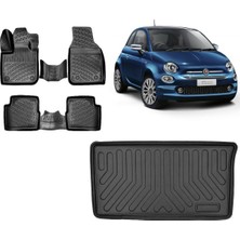 Team Car Fiat 500 E ( Elektrikli ) 2022 Model Bagaj Havuzu+3d Havuzlu Araca Özel Paspas Takımı