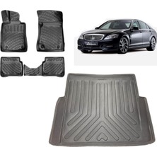 Team Car Mercedes S Serisi W221 2006 Model 3D Bagaj Havuzu+3d Havuzlu Araca Özel Paspas Takımı