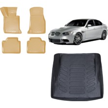 Team Car Bmw 3 Serisi E90 2007 Model 3D Bagaj Havuzu+3d Araca Özel Bej Havuzlu Paspas Takımı