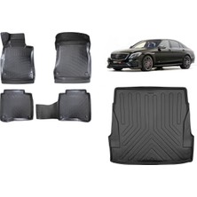 Team Car Mercedes S Serisi W222 Long 2015 Model 3D Bagaj Havuzu+3d Havuzlu Araca Özel Paspas Takımı