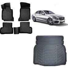 Team Car Mercedes C Serisi W205 2016 Model Rampalı 3D Bagaj Havuzu+3d Havuzlu Araca Özel Paspas Takımı