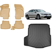 Team Car Volkswagen Passat B8 Cepli 2017 Model 3D Bagaj Havuzu+3d Araca Özel Bej Havuzlu Paspas Takımı