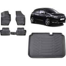 Team Car Citroen C4 2018 Model 3D Bagaj Havuzu+3d Havuzlu Araca Özel Paspas Takımı