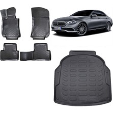 Team Car Mercedes E Serisi W213 2023 Model Plastik 3D Bagaj Havuzu+3d Havuzlu Araca Özel Paspas Takımı