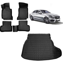 Team Car Mercedes C Seri W205 2019 Model Rampalı Kulaklı Bagaj Havuzu+3d Havuzlu Araca Özel Paspas Takımı