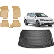 Team Car Volkswagen Polo Trendline 2022 Model 3D Bagaj Havuzu+3d Araca Özel Bej Havuzlu Paspas Takımı