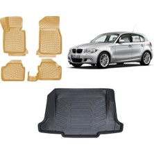 Team Car Bmw 1 Serisi E87 Hatchback 2005 Model 3D Bagaj Havuzu+3d Araca Özel Bej Havuzlu Paspas Takımı