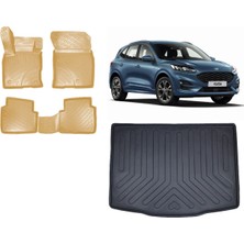 Team Car Kuga 2023 Model 3D Bagaj Havuzu+3d Araca Özel Bej Havuzlu Paspas Takımı