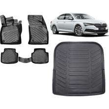 Team Car Skoda Superb 2020 Model 3D Bagaj Havuzu+3d Havuzlu Araca Özel Paspas Takımı