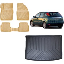 Team Car Focus 1 Hatchback 2002 Model 3D Bagaj Havuzu+3d Araca Özel Bej Havuzlu Paspas Takımı