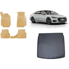 Team Car Audi A7 2021 Model 3D Bagaj Havuzu+3d Araca Özel Bej Havuzlu Paspas Takımı