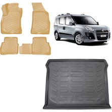 Team Car Fiat Doblo 2015 Model 3D Bagaj Havuzu+3d Araca Özel Bej Havuzlu Paspas Takımı