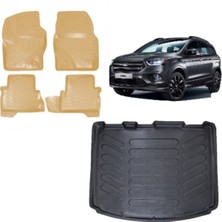 Team Car Kuga 2017 Model 3D Bagaj Havuzu+3d Araca Özel Bej Havuzlu Paspas Takımı