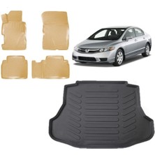 Team Car Honda Civic Sedan 2007 Model 3D Bagaj Havuzu+3d Araca Özel Bej Havuzlu Paspas Takımı