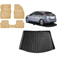 Team Car Focus 2 Hatchback 2006 Model 3D Bagaj Havuzu+3d Araca Özel Bej Havuzlu Paspas Takımı