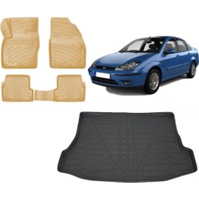 Team Car Focus 1 Sedan 2004 Model 3D Bagaj Havuzu+3d Araca Özel Bej Havuzlu Paspas Takımı