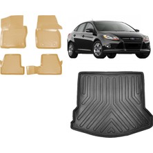 Team Car Focus 3 Sedan 2011 Model 3D Bagaj Havuzu+3d Araca Özel Bej Havuzlu Paspas Takımı