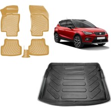 Team Car Seat Arona 2021 Model 3D Alt Bagaj Havuzu+3d Araca Özel Bej Havuzlu Paspas Takımı