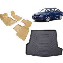 Team Car Skoda Superb 2001 Model 3D Bagaj Havuzu+3d Araca Özel Bej Havuzlu Paspas Takımı