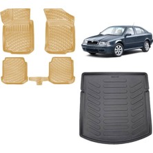 Team Car Skoda Octavia 1998 Model 3D Bagaj Havuzu+3d Araca Özel Bej Havuzlu Paspas Takımı