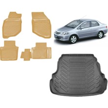 Team Car Honda City 2003 Model 3D Bagaj Havuzu+3d Araca Özel Bej Havuzlu Paspas Takımı