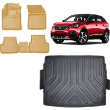 Team Car Peugeot 3008 2020 Model 3D Üst Bagaj Havuzu+3d Araca Özel Bej Havuzlu Paspas Takımı