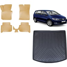 Team Car Volkswagen Touran 2013 Model 3D Bagaj Havuzu+3d Araca Özel Bej Havuzlu Paspas Takımı