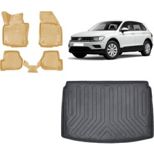 Team Car Volkswagen Tiguan Alt Bagaj 2022 Model 3D Bagaj Havuzu+3d Araca Özel Bej Havuzlu Paspas Takımı