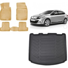 Team Car Renault Megane 3 Sporttourer 2015 Model 3D Bagaj Havuzu+Araca Özel Bej Havuzlu Paspas Takımı