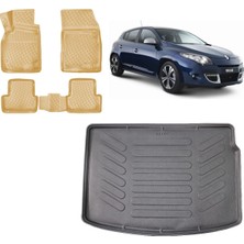Team Car Renault Megane 3 Hatchback 2016 Model 3D Bagaj Havuzu+3d Araca Özel Bej Havuzlu Paspas Takımı