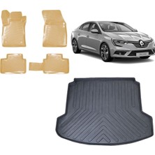 Team Car Renault Megane 4 Sedan 2017 Model 3D Bagaj Çift Kulaklı+3d Araca Özel Bej Havuzlu Paspas Takımı