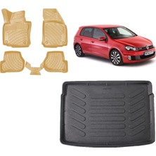 Team Car Volkswagen Golf 6 2011 Model 3D Bagaj Havuzu+3d Araca Özel Bej Havuzlu Paspas Takımı