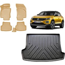 Team Car Volkswagen T-Roc 2023 Model 3D Üst Bagaj Havuzu+3d Araca Özel Bej Havuzlu Paspas Takımı