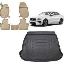 Team Car Volvo S60 2016 Model 3D Bagaj Havuzu+3d Araca Özel Bej Havuzlu Paspas Takımı