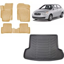Team Car Hyundai Accent Era 2012 Model 3D Bagaj Havuzu+3d Araca Özel Bej Havuzlu Paspas Takımı