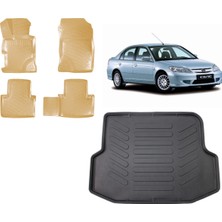 Team Car Honda Civic Sedan 2001 Model 3D Bagaj Havuzu+3d Araca Özel Bej Havuzlu Paspas Takımı