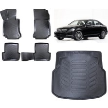 Team Car Mercedes C Seri W204 2008 Model Plastik Setli Bagaj Havuzu+3d Havuzlu Araca Özel Paspas Takımı