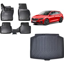 Team Car Skoda Scala 2023 Model 3D Bagaj Havuzu+3d Havuzlu Araca Özel Paspas Takımı