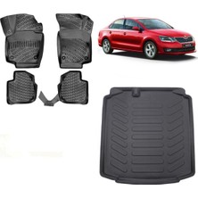 Team Car Skoda Rapid Sedan 2014 Model 3D Bagaj Havuzu+3d Havuzlu Araca Özel Paspas Takımı