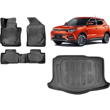Team Car Ssangyong Tivoli 2020 Kısa Şase 3D Bagaj Havuzu+3d Havuzlu Araca Özel Paspas Takımı