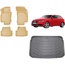 Team Car Audi A3 Hatchback 2018 Model 3D Bagaj Havuzu+3d Araca Özel Bej Havuzlu Paspas Takımı