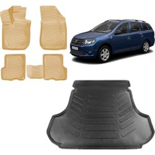 Team Car Dacia Logan Mcv 2015 Model 3D Bagaj Havuzu+3d Araca Özel Bej Havuzlu Paspas Takımı