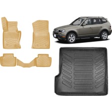 Team Car Bmw X3 2003 Model 3D Bagaj Havuzu+3d Araca Özel Bej Havuzlu Paspas Takımı