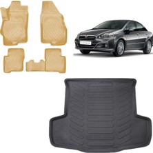 Team Car Fiat Linea 2010 Model 3D Bagaj Havuzu+3d Araca Özel Bej Havuzlu Paspas Takımı