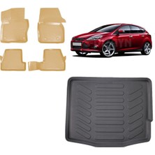 Team Car Focus 3 Hatchback 2013 Model 3D Bagaj Havuzu+3d Araca Özel Bej Havuzlu Paspas Takımı