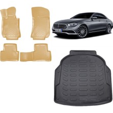 Team Car Mercedes E Serisi 2023 Model Plastik Setli 3D Bagaj Havuzu+3d Araca Özel Bej Havuzlu Paspas Takımı