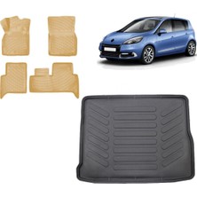 Team Car Renault Scenic 3 2013 Model 3D Bagaj Havuzu+3d Araca Özel Bej Havuzlu Paspas Takımı
